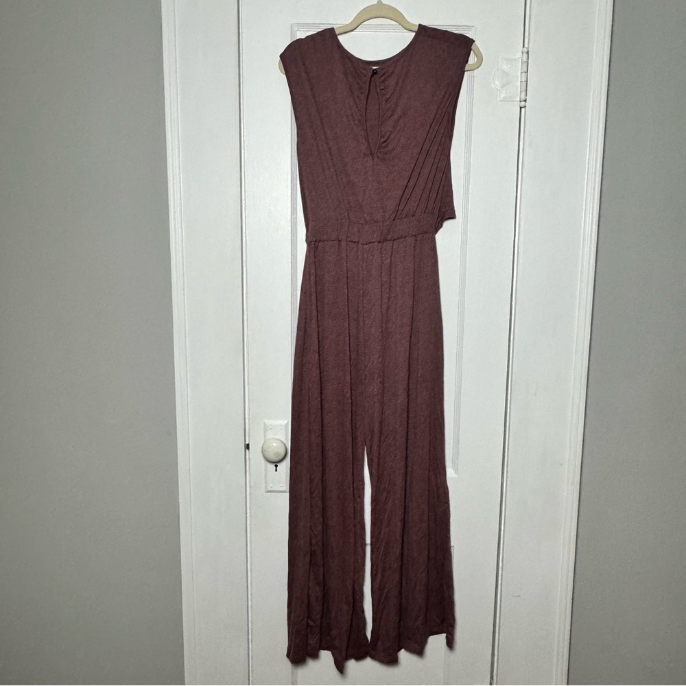 Boutique Open Front Wide Leg Jumpsuit Red Brown Medium - Picture 9 of 14
